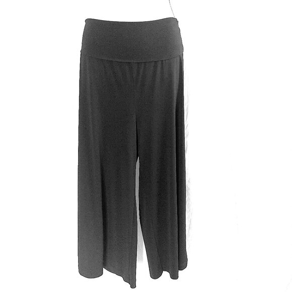 Black Wide Leg Culottes w/Fold-Down Waist – Stretchy/Pull-on/Ankle Length – Sz S - Picture 13 of 13